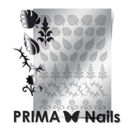 Металлизированные наклейки Prima Nails. Арт. FL-03, Серебро