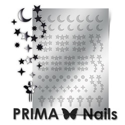Металлизированные наклейки Prima Nails. Арт.W-03, Серебро