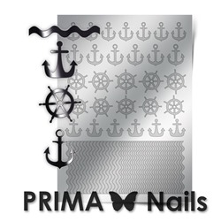 Металлизированные наклейки Prima Nails. Арт.SEA-001, Серебро