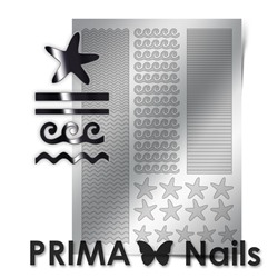 Металлизированные наклейки Prima Nails. Арт.SEA-003, Серебро