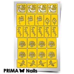 Трафарет для дизайна ногтей PrimaNails. Розы