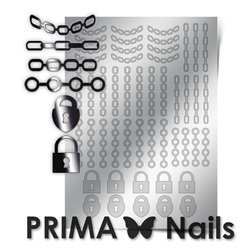 Металлизированные наклейки Prima Nails. Арт. UZ-01, Серебро