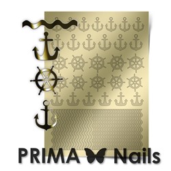 Металлизированные наклейки Prima Nails. Арт.SEA-001, Золото