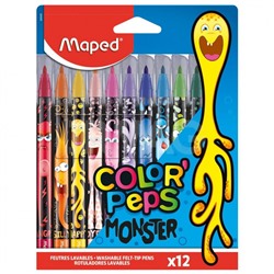 Фломастеры Maped Color'Peps Monster смываемые (12 цв.)