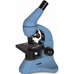 Микроскоп Rainbow 50L Azure-Лазурь 69048 (увеличение от 40 до 800 крат; объективы 4х,10х,40х; окуляр WF10х, набор для опытов К50), (Levenhuk)