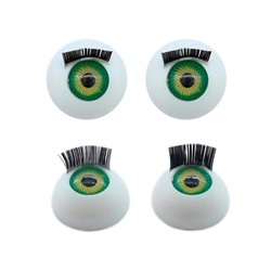 Глаза с ресничками круглые 18 мм, 4 шт. в упаковке (зелёный)
