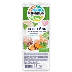 Коктейль из морепродуктов Меридиан в масле с зеленью (400 г)