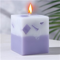Свеча- куб с мозаикой "Лаванда" ароматическая, 5×6 см