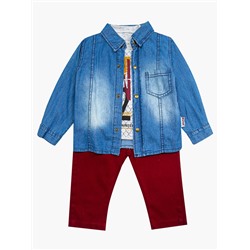 Комплект для мальчика: брюки, кофточка и джинсовая рубашка