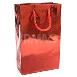 Пакет подарочный голографический Малый Красный с ручками (11х18х5 см)
