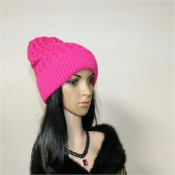 Женская шапка "Диадема " вязаная, демисезон, цвет розовый.