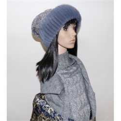 Меховой комплект шапка+шарф "Ванесса" мех норка, цвет голубой