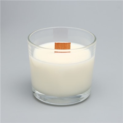 Свеча из соевого воска в стакане с деревянным фитилем "Нежная орхидея", 65 гр