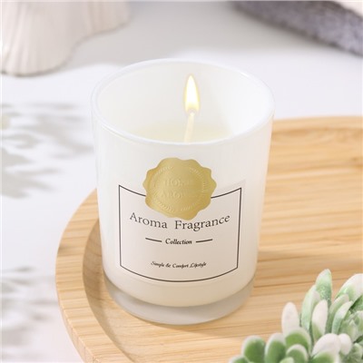 Свеча ароматическая в стакане "Aroma Candle",белый чай, белая, 5,5х6,5 см