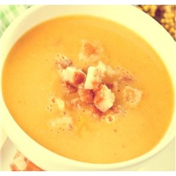Суп гороховый с копченостями, крем-пюре с гренками быстрого приготовления (1 порция)