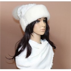Комплект шапка+снуд "Бини-2" мех норка, цвет белый