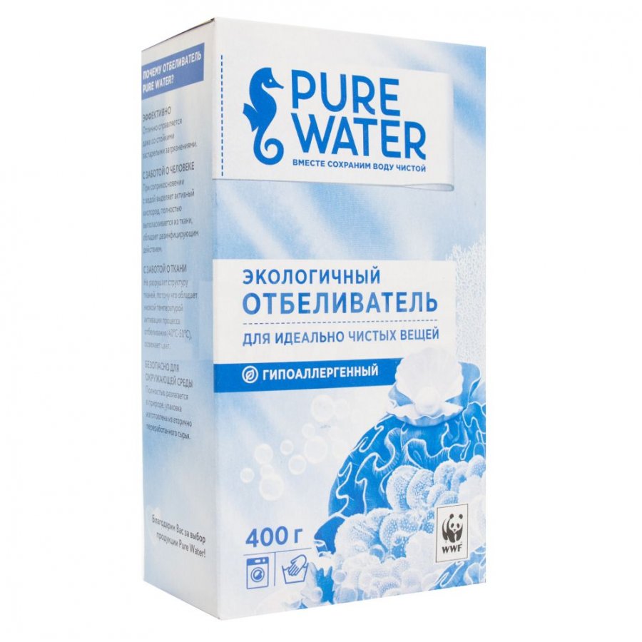 Pure water перевод. Пуре ВОТЕР отбеливатель. Отбеливатель для белья Pure Water экологичный (400г). Экологичный отбеливатель Pure Water 400 гр(8648). Miko отбеливатель.