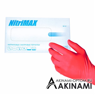 Перчатки NitriMAX (блок)  КРАСНЫЕ - M