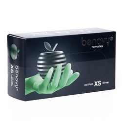 Перчатки Benovy нитриловые медицинские  XS 3,8 гр 50 пар. зеленые, цена за 1 пару
