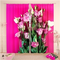 Фотошторы Букет цветов на розовом фоне