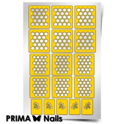 Трафарет для дизайна ногтей PrimaNails. Пчелиные соты. New
