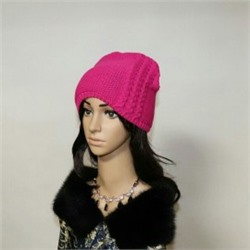 Женская шапка "МонИ" вязаная, демисезон, цвет розовый.