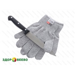 Антипорезные защитные перчатки (серые, пара штук, размер M) Артикул: 4215