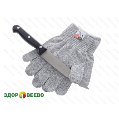 Антипорезные защитные перчатки (серые, пара штук, размер M) Артикул: 4215