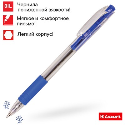 Ручка шариковая автоматическа Luxor Sprint синяя, 1,0мм