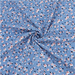 Ткань на отрез штапель 150 см 2707-7 Маленькие цветы на голубом