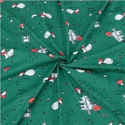 Ткань на отрез кулирка R4451-V4 Дед мороз с подарками цвет зеленый