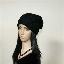Женская шапка "Тафиа " вязаная, демисезон, цвет черный.