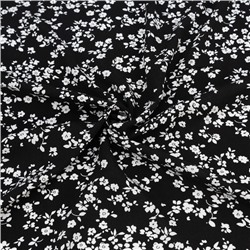 Ткань на отрез штапель 150 см 2607-1 Белые цветы на черном