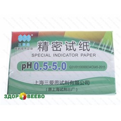 Лакмусовая бумага (pH тест) 80 полосок от 0.5 до 5.0 pH Артикул: 569