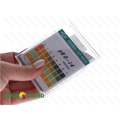 Лакмусовая бумага (pH тест) 100 полосок, пластиковый бокс, от 1 до 14 pH Артикул: 542