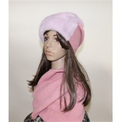 Комплект шапка+снуд "Бини" мех норка, цвет розовый