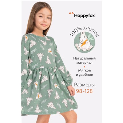 Хлопковое платье для девочки Happy Fox