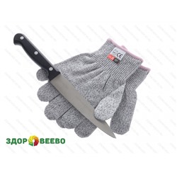 Антипорезные защитные перчатки (серые, пара штук, размер S) Артикул: 4214