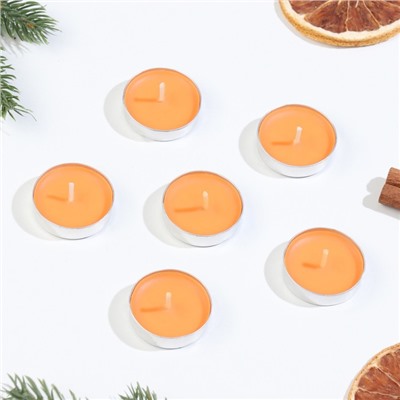 Набор свечей чайных ароматических, 6 шт, апельсин