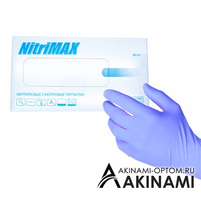 Перчатки NitriMAX (блок)  ГОЛУБЫЕ - L