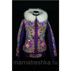 Куртка фиолетовая с капюшоном под "песец"