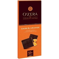 «OZera», шоколад горький с апельсиновым маслом Dark&Orange 55%, 90 г (1/18)