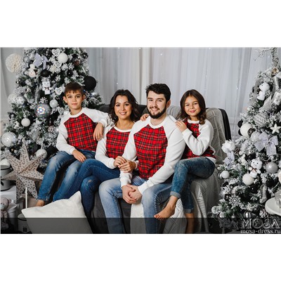 Комплект джемперов в стиле family look для всей семьи "Шотландия" М-2053